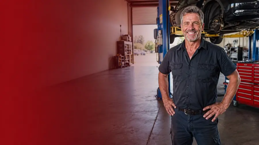 Australian mechanic and workshop owner in his automotive business